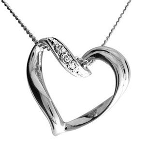 Diamond White Gold Pendant - Heart Slider