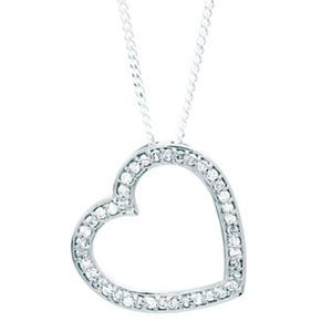 Diamond White Gold Pendant - Heart