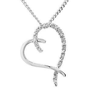 Diamond White Gold Pendant - Heart Crossover