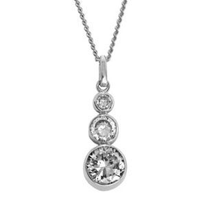 Cubic Zirconia CZ White Gold Pendant - Trilogy