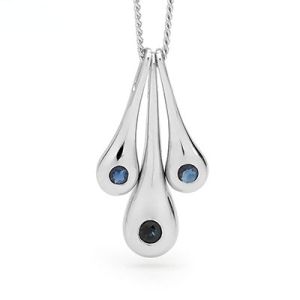 Sapphire White Gold Pendant - Liquid Drop