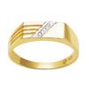 Diamond Gold Ring - Men's Ribbed