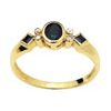 Black Sapphire and Diamond Gold Ring