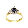 Black Sapphire and Diamond Gold Ring - Cluster