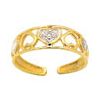 Diamond Gold Toe Ring - Hearts