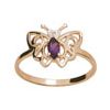 Amethyst and Diamond Gold Ring - Butterfly