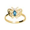 Blue Topaz and Diamond Gold Ring - Butterfly