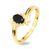 Black Sapphire and Diamond Gold Ring - Twist