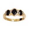 Black Sapphire and Diamond Gold Ring - Three Stone