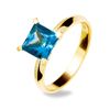 Blue Topaz Gold Ring - Square 7x7mm