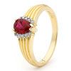 Ruby and Diamond Gold Ring - Ribbed