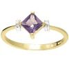 Amethyst and Diamond Gold Ring - Princess