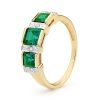 Emerald and Diamond Gold Ring - Three Stone