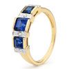 Sapphire and Diamond Gold Ring - 3 Stone