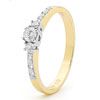 Diamond Gold Ring - Engagement Solitaire Shoulder