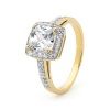 Cubic Zirconia CZ Gold Ring - Engagement Halo