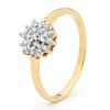 Cubic Zirconia CZ Gold Ring - Flower Cluster