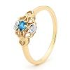 Blue Topaz and Diamond Gold Ring - Heart Flower