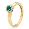 Emerald and Diamond Gold Ring - Cluster Round