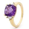 Amethyst and Diamond Gold Ring - Cocktail Cushion Cut