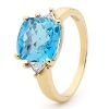 Blue Topaz and Diamond Gold Ring - Checkerboard