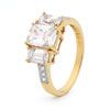 Cubic Zirconia CZ Gold Ring - Trilogy Engagement