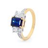 Sapphire and Cubic Zirconia CZ Gold Ring - Engagement Trilogy