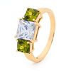 Olive Cubic Zirconia CZ Gold Ring - Cocktail