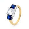 Sapphire and Cubic Zirconia CZ Gold Ring - Trilogy