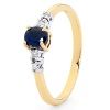 Sapphire and Diamond Gold Ring - Shoulder Solitaire