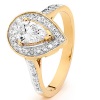 Cubic Zirconia CZ Gold Ring - Pear Halo