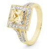 Yellow Cubic Zirconia CZ Gold Ring - Halo