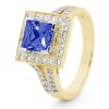 Sapphire and Cubic Zirconia CZ Gold Ring - Halo