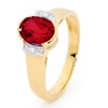 Ruby and Diamond Gold Ring - Shoulder Diamonds