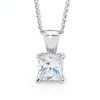 Cubic Zirconia CZ Silver Pendant - 5x5mm Square