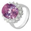 Purple Cubic Zirconia CZ and White CZ Silver Ring - Size N