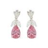 Pink Cubic Zirconia CZ and White CZ Silver Earrings