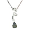 Olive Cubic Zirconia CZ and White CZ Silver Pendant