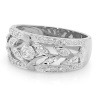 Cubic Zirconia CZ Silver Ring - Floral Filigree