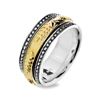 Silver and Gold Ring - Fishbone - Size N