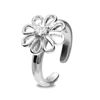 Cubic Zirconia Silver Toe Ring - Flower