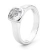 Cubic Zirconia CZ Silver Ring - Bezel Cushion