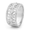 Cubic Zirconia CZ Silver Ring - Art Deco Band