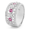 Pink Cubic Zirconia CZ and Cubic Zirconia CZ Silver Ring - Baroque