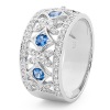 Blue Spinel and Cubic Zirconia CZ Silver Ring - Baroque