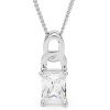 Cubic Zirconia CZ Silver Pendant - Link Drop