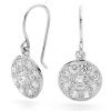 Cubic Zirconia CZ Silver Earrings - Medallion