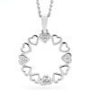 Cubic Zirconia CZ Silver Pendant - Heart Circle