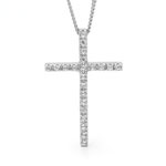 Cubic Zirconia CZ Silver Pendant - Cross pave