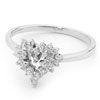 Cubic Zirconia CZ Silver Ring - Heart Cluster